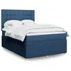 Image de vidaXL Sommier à lattes de lit avec matelas Bleu 140x200 cm Tissu