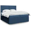 Image de vidaXL Sommier à lattes de lit avec matelas Bleu 200x200 cm Tissu