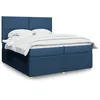 Image de vidaXL Sommier Ã  lattes de lit avec matelas Bleu 200x200 cm Tissu