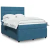Image de vidaXL Sommier à lattes de lit et matelas Bleu foncé 140x190cm Velours