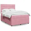 Image de vidaXL Sommier à lattes de lit avec matelas Rose 160x200 cm Velours