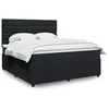 Image de vidaXL Sommier à lattes de lit avec matelas Noir 180x200 cm Velours