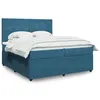 Image de vidaXL Sommier à lattes de lit et matelas Bleu foncé 200x200cm Velours