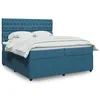 Image de vidaXL Sommier à lattes de lit et matelas Bleu foncé 200x200cm Velours
