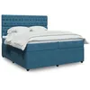 Image de vidaXL Sommier Ã  lattes de lit et matelas Bleu foncÃ© 200x200cm Velours