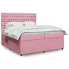 Image de vidaXL Sommier à lattes de lit avec matelas Rose 200x200 cm Velours