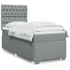 Image de vidaXL Sommier Ã  lattes de lit avec matelas Gris clair 100x200cm Tissu