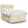 Image de vidaXL Sommier à lattes de lit avec matelas Crème 140x190 cm Tissu
