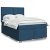 Image de vidaXL Sommier à lattes de lit avec matelas Bleu 140x200 cm Tissu