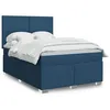 Image de vidaXL Sommier Ã  lattes de lit avec matelas Bleu 140x200 cm Tissu