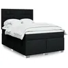 Image de vidaXL Sommier Ã  lattes de lit avec matelas Noir 140x200 cm Tissu