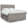 Image de vidaXL Sommier à lattes de lit avec matelas Taupe 200x200 cm Tissu