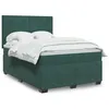 Image de vidaXL Sommier à lattes de lit et matelas Vert foncé 140x190cm Velours