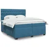 Image de vidaXL Sommier à lattes de lit et matelas Bleu 200x200 cm velours