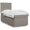 Image de vidaXL Sommier Ã  lattes de lit avec matelas Taupe 90x200 cm Tissu