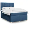 Image de vidaXL Sommier à lattes de lit avec matelas Bleu 140x190 cm Tissu