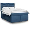 Image de vidaXL Sommier à lattes de lit avec matelas Bleu 140x190 cm Tissu