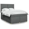 Image de vidaXL Sommier à lattes de lit avec matelas Gris foncé 140x200cm Tissu
