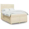 Image de vidaXL Sommier à lattes de lit avec matelas Crème 140x200 cm Tissu