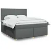Image de vidaXL Sommier à lattes de lit avec matelas Gris foncé 180x200cm Tissu