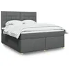 Image de vidaXL Sommier à lattes de lit avec matelas Gris foncé 180x200cm Tissu
