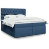 Image de vidaXL Sommier à lattes de lit avec matelas Bleu 200x200 cm Tissu