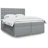 Image de vidaXL Sommier Ã  lattes de lit avec matelas Gris clair 200x200cm Tissu