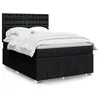 Image de vidaXL Sommier à lattes de lit avec matelas Noir 140x190 cm Tissu