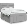 Image de vidaXL vidaXL Sommier à lattes de lit avec matelas Gris clair 140x200cm Tissu