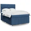 Image de vidaXL Sommier Ã  lattes de lit avec matelas Bleu 140x200 cm Tissu