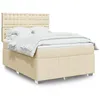 Image de vidaXL Sommier Ã  lattes de lit avec matelas CrÃ¨me 140x200 cm Tissu