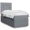 Image de vidaXL Sommier à lattes de lit avec matelas gris clair 80x200 cm tissu