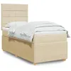 Image de vidaXL Sommier à lattes de lit et matelas Crème 90x190 cm Tissu