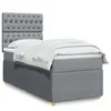 Image de vidaXL Sommier à lattes de lit avec matelas Gris clair 90x200 cm Tissu