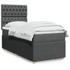 Image de vidaXL Sommier à lattes de lit avec matelas Gris foncé 90x200 cm Tissu