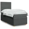 Image de vidaXL Sommier Ã  lattes de lit avec matelas Gris foncÃ© 100x200cm Tissu