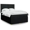 Image de vidaXL Sommier à lattes de lit avec matelas Noir 140x190 cm Tissu