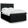 Image de vidaXL Sommier Ã  lattes de lit avec matelas Noir 140x190 cm Tissu