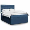 Image de vidaXL Sommier à lattes de lit avec matelas Bleu 140x190 cm Tissu