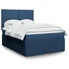 Image de vidaXL Sommier à lattes de lit avec matelas Bleu 140x200 cm Tissu