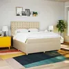Image de vidaXL Sommier à lattes de lit avec matelas Crème 180x200 cm Tissu
