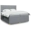 Image de vidaXL Sommier Ã  lattes de lit avec matelas Gris clair 200x200cm Tissu