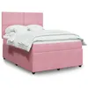 Image de vidaXL Sommier à lattes de lit avec matelas Rose 140x190 cm Velours