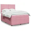 Image de vidaXL Sommier à lattes de lit avec matelas Rose 160x200 cm Velours