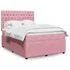 Image de vidaXL Sommier à lattes de lit avec matelas Rose 160x200 cm Velours