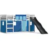 Image de vidaXL vidaXL Lit superposé avec toboggan et rideaux bleu 90x200 cm