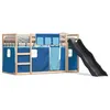 Image de vidaXL Lit superposÃ© avec toboggan et rideaux bleu 80x200 cm