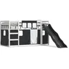 Image de vidaXL Vidaxl Lit Superposé Avec Toboggan Et Rideaux Blanc Et Noir 80x200 Cm