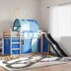 Image de vidaXL Lit superposé sans matelas avec toboggan et rideaux 80x200 cm
