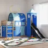 Image de vidaXL Lit superposé sans matelas avec toboggan et rideaux 80x200 cm